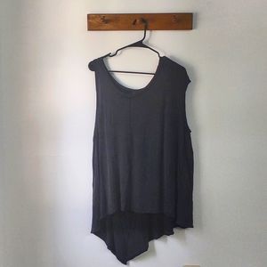 Free People Relaxed Distressed Gray Hi-Low Tank Size L